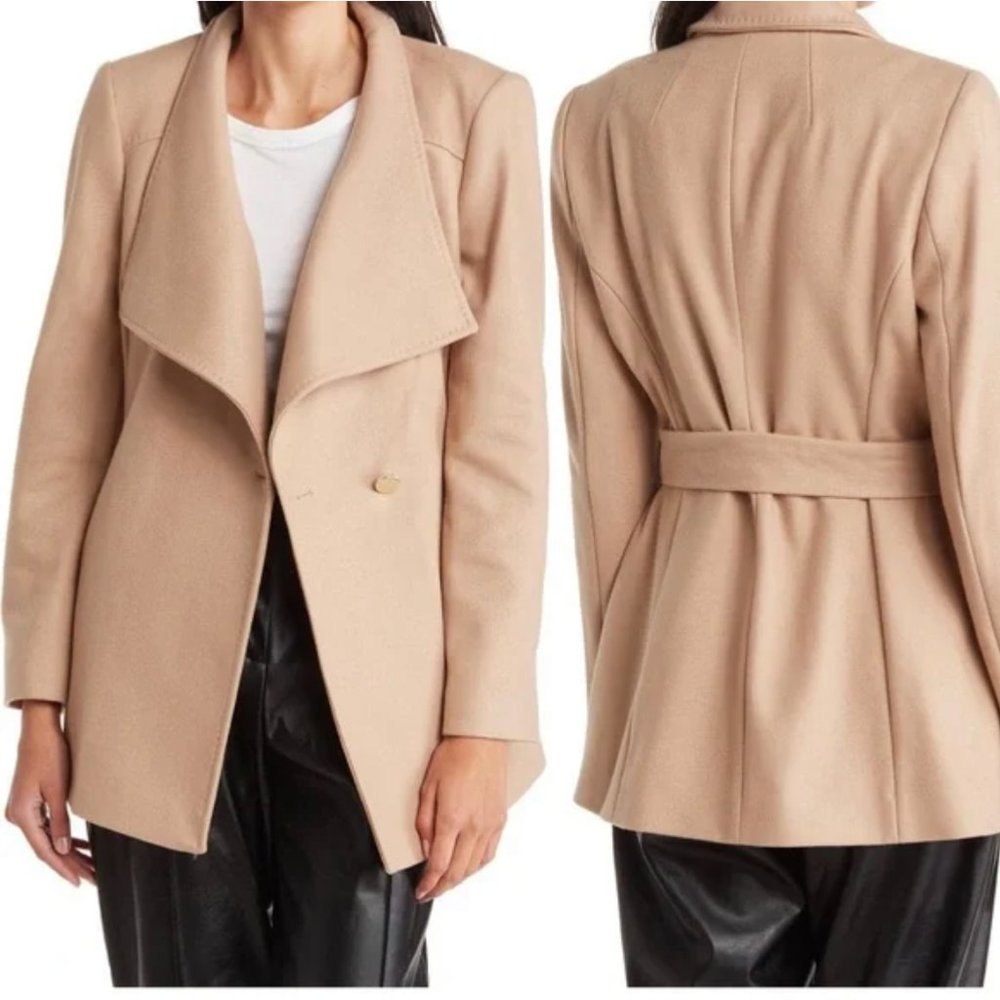Ted Baker London Rosess Wool & Cashmere Blend Wrap Coat - Color: Camel